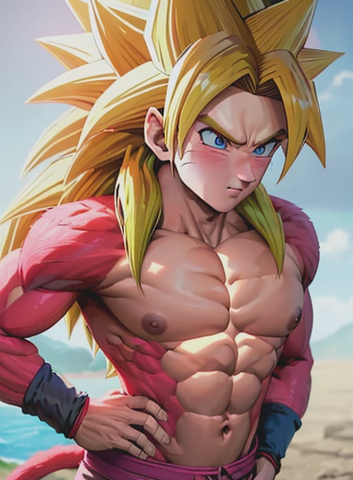 best quality, (masterpiece),(ultra-detailed), (high quality), (high resolution), <lora:ssj4:0.7>,abs, blush, body fur, jewelry, long hair, monkey tail, muscular, pectorals, red fur, solo, spiked hair, ssj4, super saiyan, tail, uzumaki naruto, <lora:Naruto:0.5>,blue eyes, blonde hair,