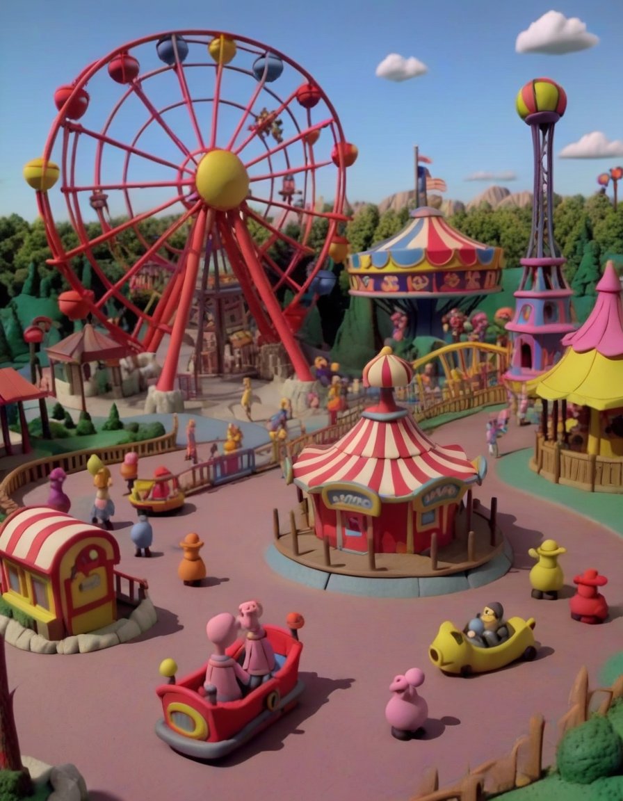 claymation, Amusement park <lora:CLAYMATE_V2.03_:1>