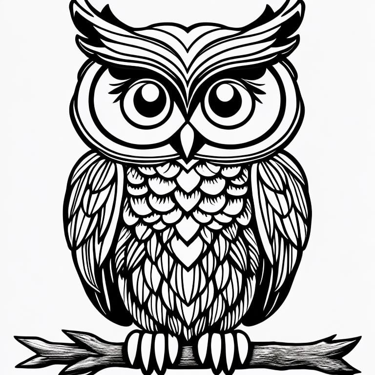 A cute owl, ,Coloring Book, ColoringBookAF,,   <lora:ColoringBook21Config4WithoutTEV2:1>