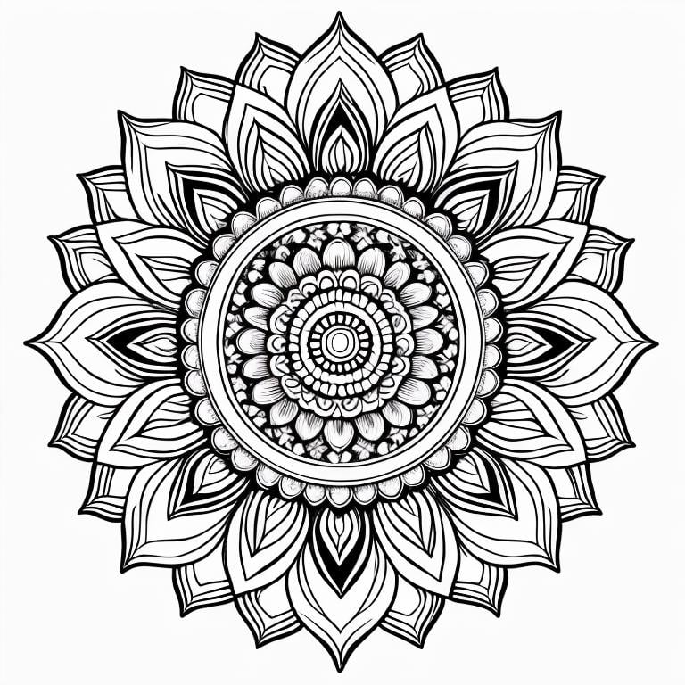 Mandala ,Coloring Book, ColoringBookAF,,   <lora:ColoringBook21Config4WithoutTEV2:1>