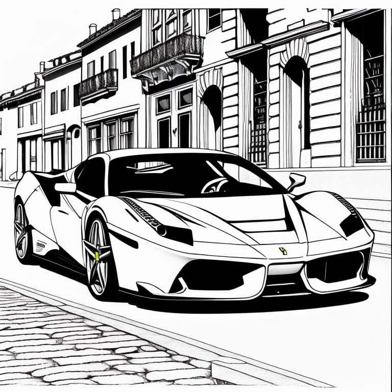 A Ferrari,Coloring Book, ColoringBookAF,,   <lora:ColoringBook21Config4WithoutTEV2:1>