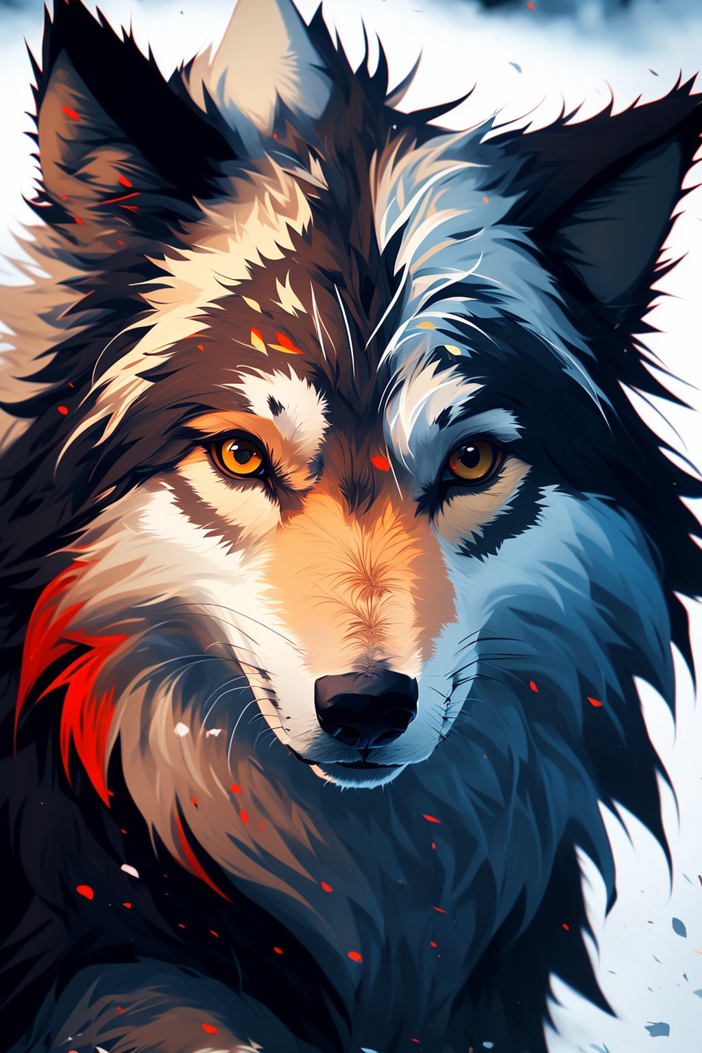 (( wolf with multicolored fur )),  1animal,  colorful fur,  semi-real composition,  darkpunk:0.55,<lora:EMS-94901-EMS:0.600000>