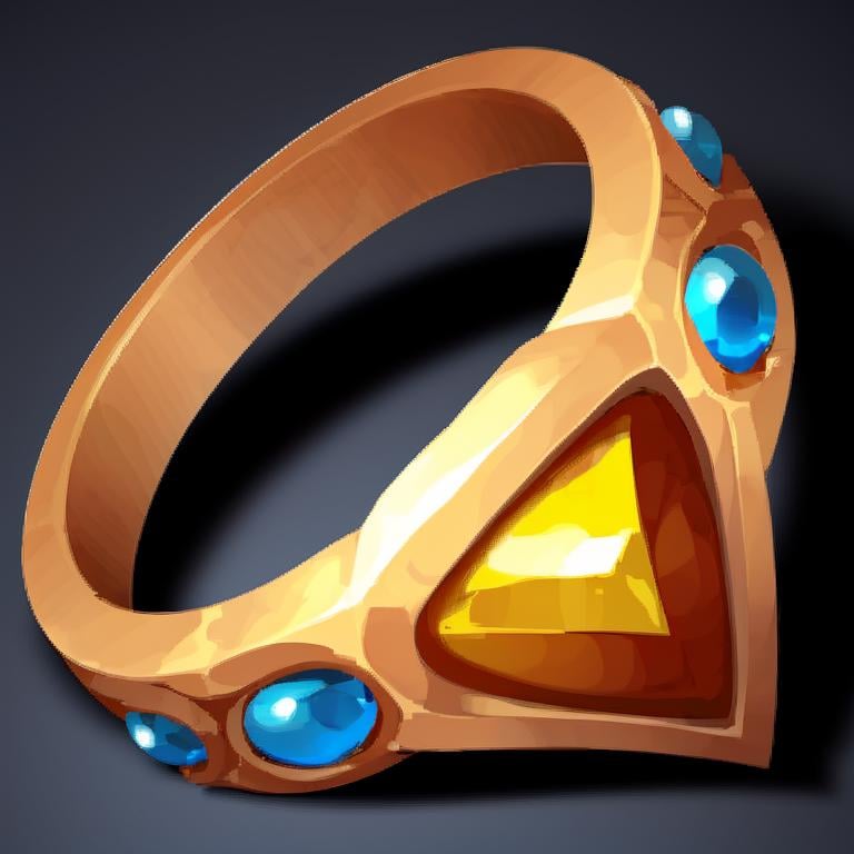 <lora:FantasyIcons_Rings:0.8>, simple background, yellow triangle jewel, ring,  