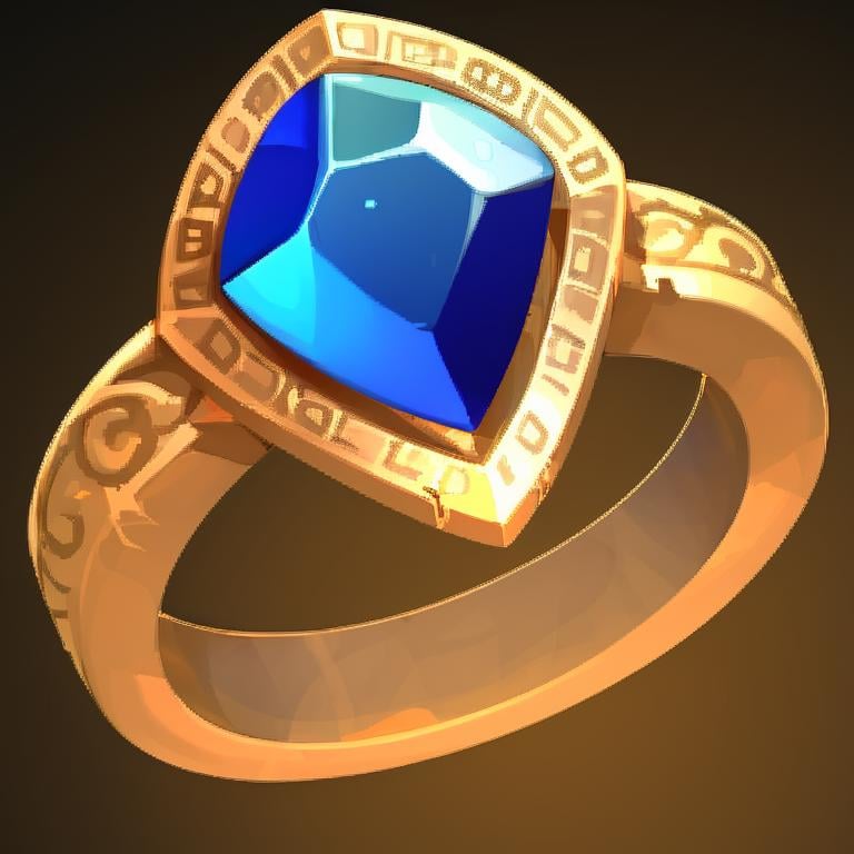 <lora:FantasyIcons_Rings:0.8>, simple background, blue gemstone, silver ring,  glowing colored jewel, 