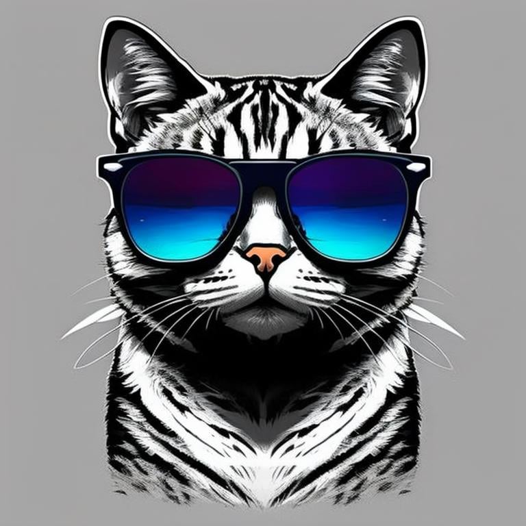 Cat wearing sunglasses,,T shirt design,TshirtDesignAF,<lora:TshirtDesign21Config4WithTEV2:1>