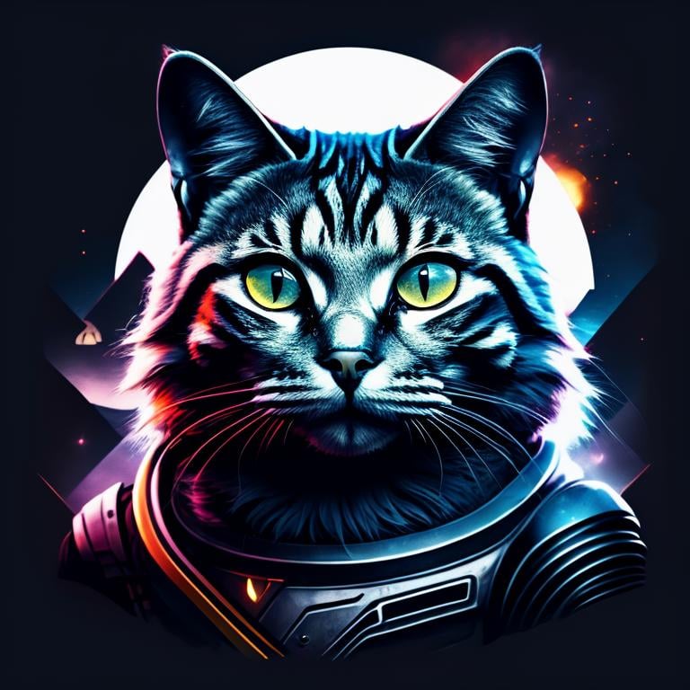 Astronaut cat, epic, cinematic, intense, ,T shirt design,TshirtDesignAF,<lora:TshirtDesign21Config4WithTEV2:1>