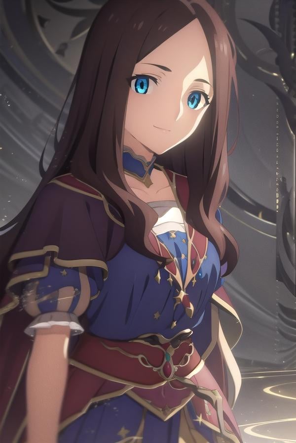 leonardodavinci, <lora:leonardo da vinci babylonia-lora-nochekaiser:1>,leonardo da vinci, leonardo da vinci \(fate\), long hair, bangs, blue eyes, brown hair, (parted bangs:1.5), smile,BREAK dress, short sleeves, choker, puffy sleeves, cape, puffy short sleeves, puff and slash sleeves,BREAK indoors,BREAK looking at viewer, (cowboy shot:1.5),BREAK <lyco:GoodHands-beta2:1>, (masterpiece:1.2), best quality, high resolution, unity 8k wallpaper, (illustration:0.8), (beautiful detailed eyes:1.6), extremely detailed face, perfect lighting, extremely detailed CG, (perfect hands, perfect anatomy),