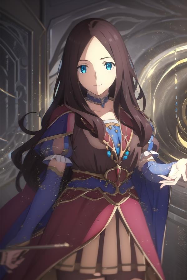 leonardodavinci, <lora:leonardo da vinci babylonia-lora-nochekaiser:1>,leonardo da vinci, leonardo da vinci \(fate\), long hair, bangs, blue eyes, brown hair, (parted bangs:1.5), smile,BREAK dress, short sleeves, choker, puffy sleeves, cape, puffy short sleeves, puff and slash sleeves,BREAK indoors,BREAK looking at viewer, (cowboy shot:1.5),BREAK <lyco:GoodHands-beta2:1>, (masterpiece:1.2), best quality, high resolution, unity 8k wallpaper, (illustration:0.8), (beautiful detailed eyes:1.6), extremely detailed face, perfect lighting, extremely detailed CG, (perfect hands, perfect anatomy),