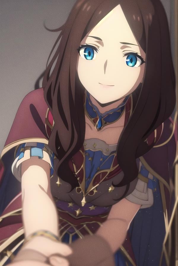 leonardodavinci, <lora:leonardo da vinci babylonia-lora-nochekaiser:1>,leonardo da vinci, leonardo da vinci \(fate\), long hair, bangs, blue eyes, brown hair, (parted bangs:1.5), smile,BREAK dress, short sleeves, choker, puffy sleeves, cape, puffy short sleeves, puff and slash sleeves,BREAK indoors,BREAK looking at viewer, (cowboy shot:1.5),BREAK <lyco:GoodHands-beta2:1>, (masterpiece:1.2), best quality, high resolution, unity 8k wallpaper, (illustration:0.8), (beautiful detailed eyes:1.6), extremely detailed face, perfect lighting, extremely detailed CG, (perfect hands, perfect anatomy),