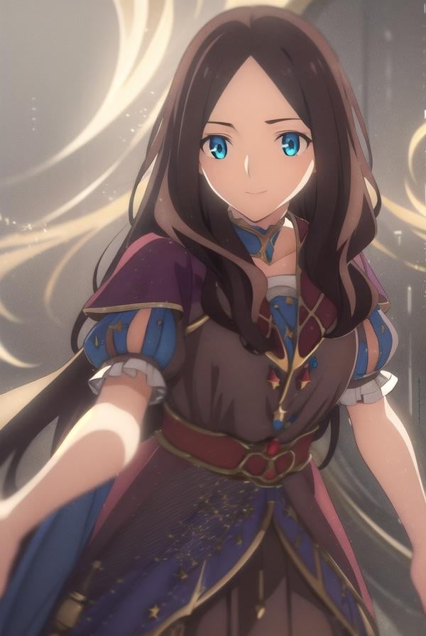 leonardodavinci, <lora:leonardo da vinci babylonia-lora-nochekaiser:1>,leonardo da vinci, leonardo da vinci \(fate\), long hair, bangs, blue eyes, brown hair, (parted bangs:1.5), smile,BREAK dress, short sleeves, choker, puffy sleeves, cape, puffy short sleeves, puff and slash sleeves,BREAK indoors,BREAK looking at viewer, (cowboy shot:1.5),BREAK <lyco:GoodHands-beta2:1>, (masterpiece:1.2), best quality, high resolution, unity 8k wallpaper, (illustration:0.8), (beautiful detailed eyes:1.6), extremely detailed face, perfect lighting, extremely detailed CG, (perfect hands, perfect anatomy),