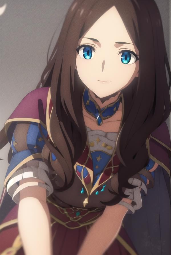 leonardodavinci, <lora:leonardo da vinci babylonia-lora-nochekaiser:1>,leonardo da vinci, leonardo da vinci \(fate\), long hair, bangs, blue eyes, brown hair, (parted bangs:1.5), smile,BREAK dress, short sleeves, choker, puffy sleeves, cape, puffy short sleeves, puff and slash sleeves,BREAK indoors,BREAK looking at viewer, (cowboy shot:1.5),BREAK <lyco:GoodHands-beta2:1>, (masterpiece:1.2), best quality, high resolution, unity 8k wallpaper, (illustration:0.8), (beautiful detailed eyes:1.6), extremely detailed face, perfect lighting, extremely detailed CG, (perfect hands, perfect anatomy),