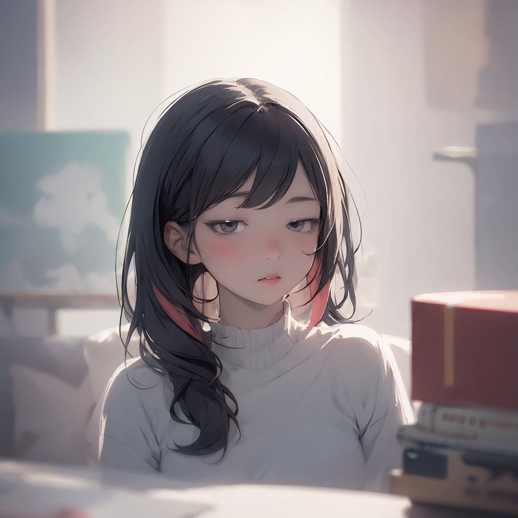 kawaii illustration. colorful sketch, emo girl,
atmosphere, (soft focus:1.4)