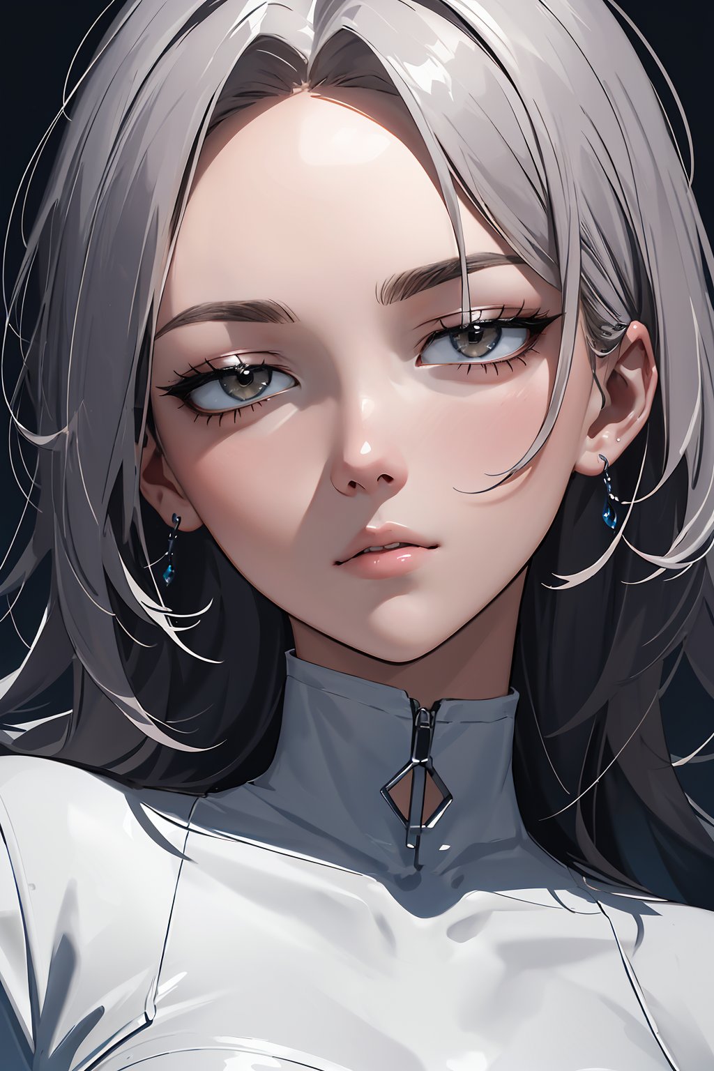 (absurdres, highres, ultra detailed), (1girl:1.4), (closed-up:1.4), (portrait:1.2),   BREAK"Melancholic Gaze: An Ennui Expression in Close-Up". This composition focuses on a woman with a sorrowful expression, captured in a fine and detailed art style that emphasizes realism. The color palette is muted, focusing on shades of gray and subtle blues.The subject's features are characterized by soft, subtle lines, with her expression downcast, conveying a deep sense of melancholy. The focus is solely on her face, with her head slightly tilted downwards, portraying an intimate close-up.The setting and attire are minimal, directing all attention to her facial features, especially the eyes and mouth. Fine lines and shadows accentuate her expression. The lighting is soft and subdued, highlighting the contours of her face. A tear at the corner of her eye adds to the emotional depth.Symbolic motifs of loneliness and introspection are prevalent. The mood is intimate and introspective, filled with a sense of subdued emotion.