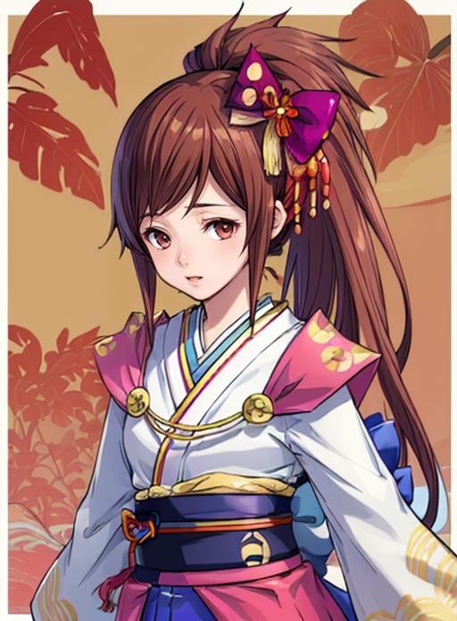 best quality, (masterpiece),(ultra-detailed), (high quality), (high resolution), <lora:add_detail:0.5>,  <lora:oichi:0.7>,oichi, brown hair, japanese clothes, long hair, hair ornament, bow, ponytail, kimono, hair bow