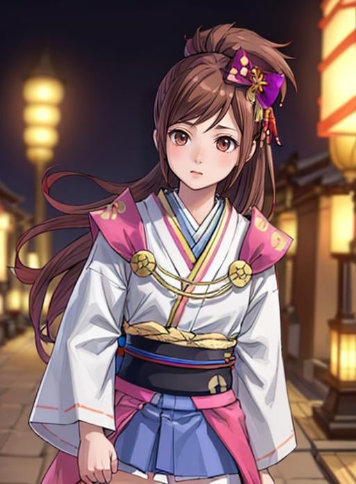 best quality, (masterpiece),(ultra-detailed), (high quality), (high resolution), <lora:add_detail:0.5>,  <lora:oichi:0.7>,oichi, brown hair, japanese clothes, long hair, hair ornament, bow, ponytail, kimono, hair bow