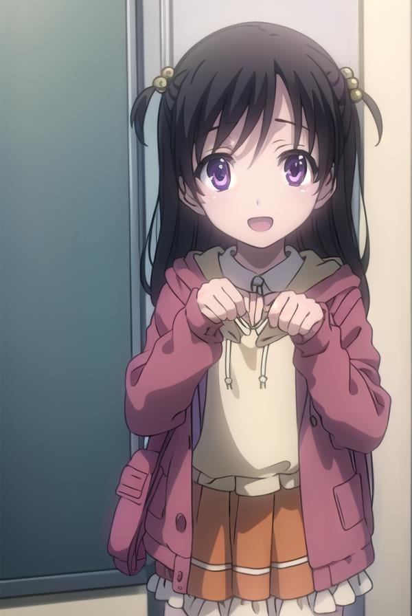 kokorokatsura, <lora:kokoro katsura s1-lora-nochekaiser:1>,kokoro katsura, long hair, black hair, hair ornament, (purple eyes:1.1), two side up, hair bobbles, smile, open mouth,BREAK long sleeves, dress, jacket, socks, hood, kneehighs, red dress, white socks, slippers,BREAK indoors, classroom,BREAK looking at viewer, (cowboy shot:1.5),BREAK <lyco:GoodHands-beta2:1>, (masterpiece:1.2), best quality, high resolution, unity 8k wallpaper, (illustration:0.8), (beautiful detailed eyes:1.6), extremely detailed face, perfect lighting, extremely detailed CG, (perfect hands, perfect anatomy),