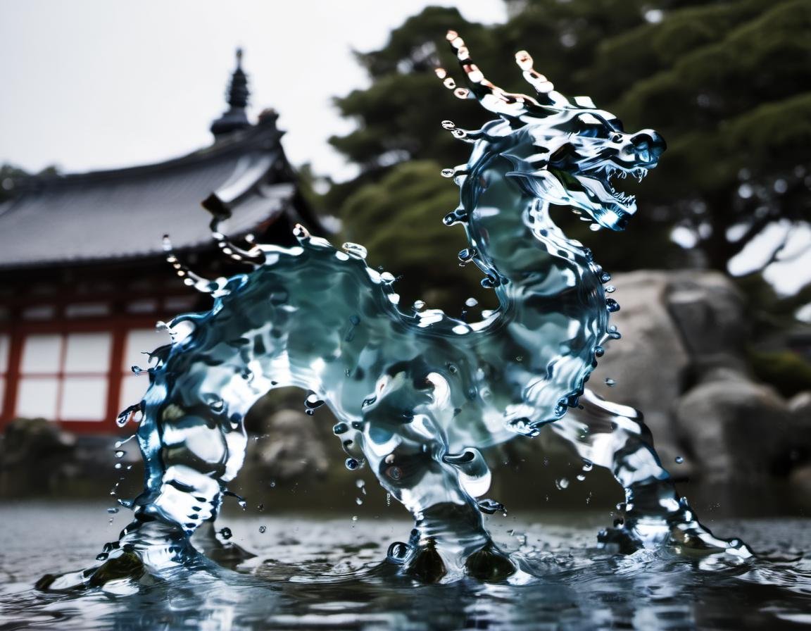 <lora:aether_aqua_test5_231124_SDXL_LoRA_1e-6_128_dim_60-70_epochs_highly_curated_dataset_epoch_60:1> a photo of a dragon made of water, japanese temple in the background