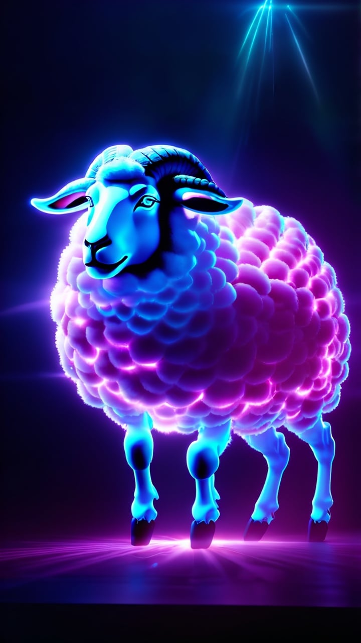 Gainiaguang, movie special effects, game special effects, conceptual light effect composed of illusory invisible energy transparent sheep form