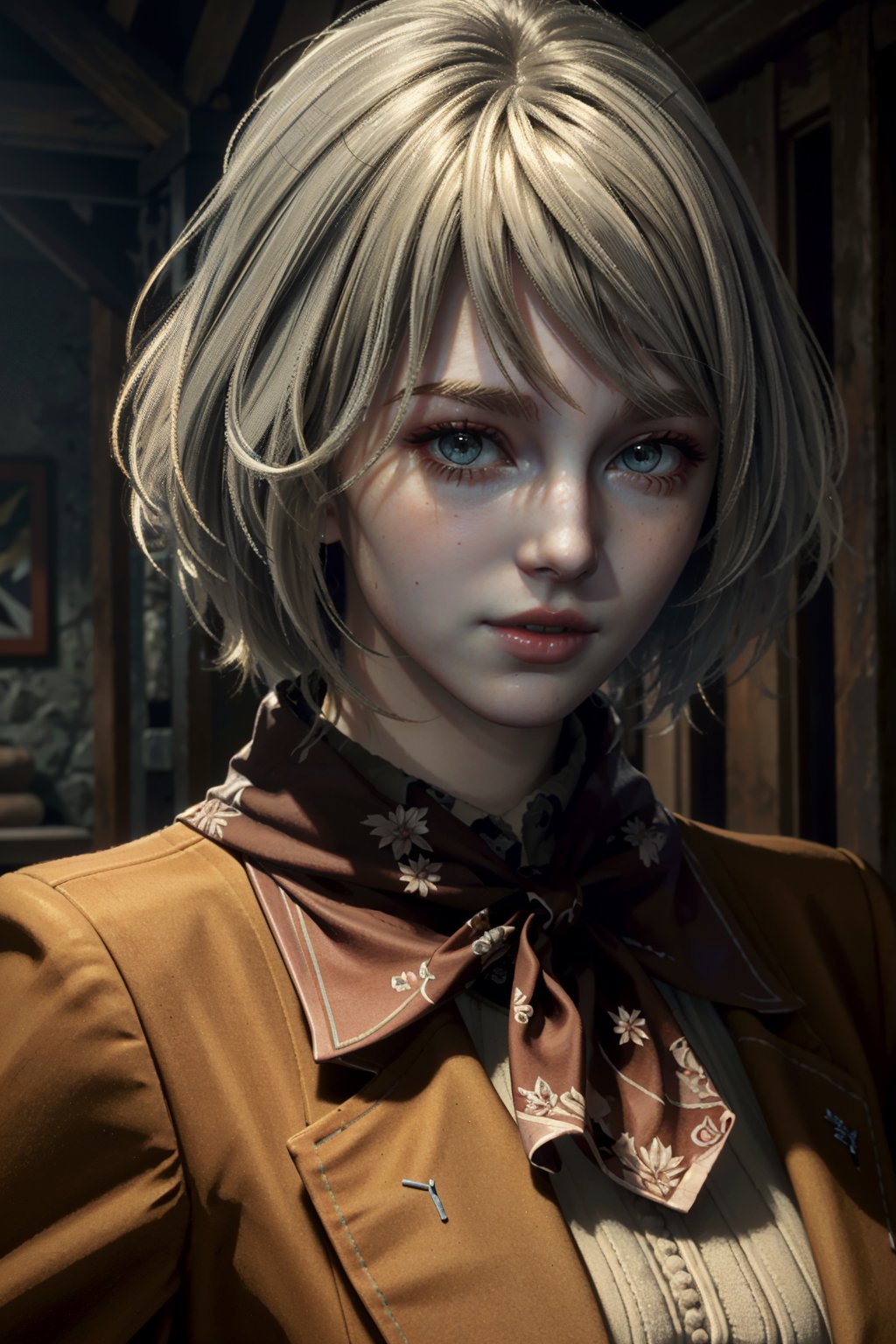 ((ultra detailed, masterpiece, best quality))
RE4Ashley, 1girl, solo, blonde hair, portrait
