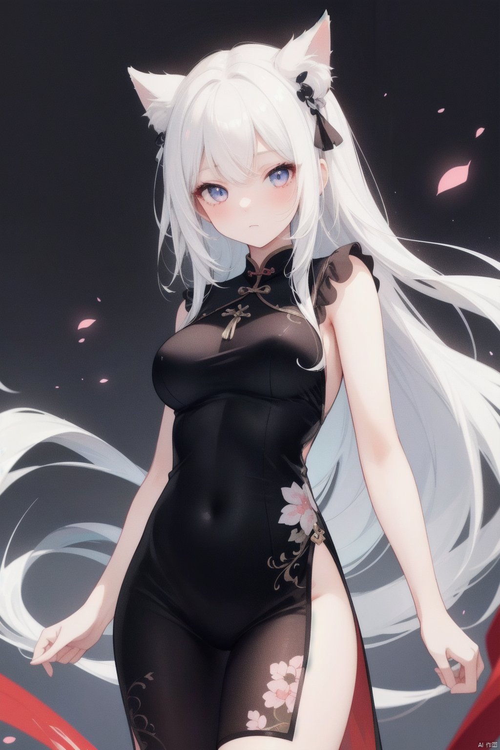 ((best quality)), (Ultra Detailed), ((Extremely detailed)), (fair), ((Kawaii girl)),  ((Ultra HD)), (masterpiece), (high quality), (best quality), (4K), (high quality), （1 girl）, （Random Action）,Parted bangs, ((Hair intake)), Long hair, （Random Hairstyle）, Larger breasts, slim body, （Siamese cheongsam）, （Transparent fabric）  Succubus normal arm