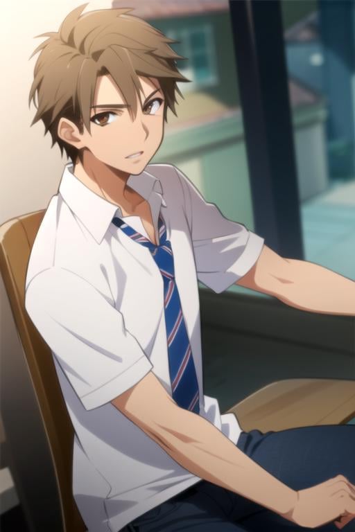 masterpiece, best quality, game cg, 1boy, solo, male focus, looking at viewer, , depth of field, (watercolor illustration, soft pastel colors:1.1), , <lora:masato_kadowaki:0.88>, masato_kadowaki, masato_kadowaki, brown hair, brown eyes, , world war 2, HD-DVD