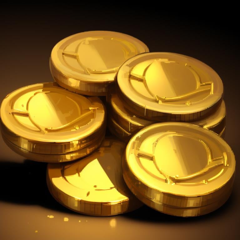 ((masterpiece,best quality)), <lora:FantasyIcons_Coins:0.8>, gold coin, multiple coins,, shiny metal