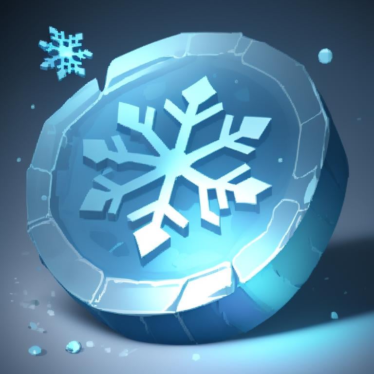 ((masterpiece,best quality)), <lora:FantasyIcons_Coins:0.8>, blue coin, glowing, snowflake symbol, ice, snow, ice crystals, shiny metal