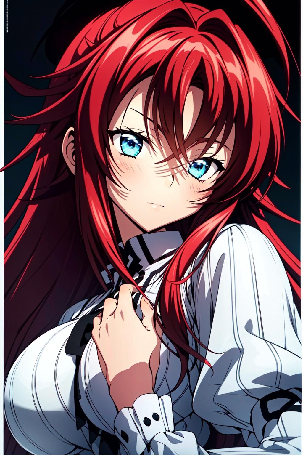 (extremely detailed CG unity 8k wallpaper),(masterpiece),(best quality),(ultra-detailed),(best illustration),(best shadow),(absurdres),(detailed background), <lora:OGT_Rias_Gremory-v1:1> Rias Gremory, red hair, 1girl, solo, blue eyes, long hair, close-up, alluring