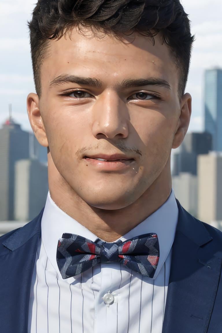 (masterpiece,  best quality:1.2),  smirk,  (depth of field:1.1),  photo of person,  medium shot,  muscular:1.6,  dress shirt,  suit,  bow tie,  portrait,  masterpiece,  highness,  perfect face,  perfect picture,  detailed eyes , sharp focus,  at the city, <lora:EMS-70372-EMS:1.000000>