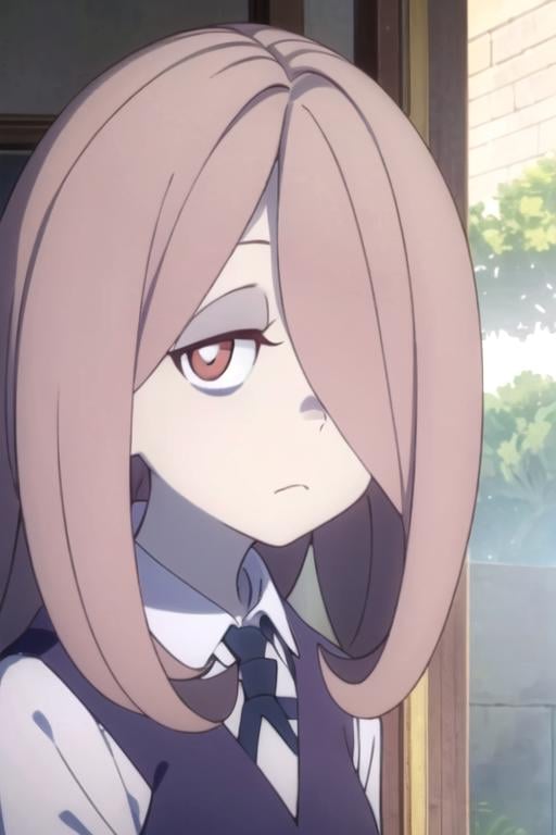 (((pixel-perfect, detail-perfect))), solo, 1girl, <lora:sucy-littlewitch:0.8>, sucy manbaravan, luna nova school uniform, looking at viewer, frown