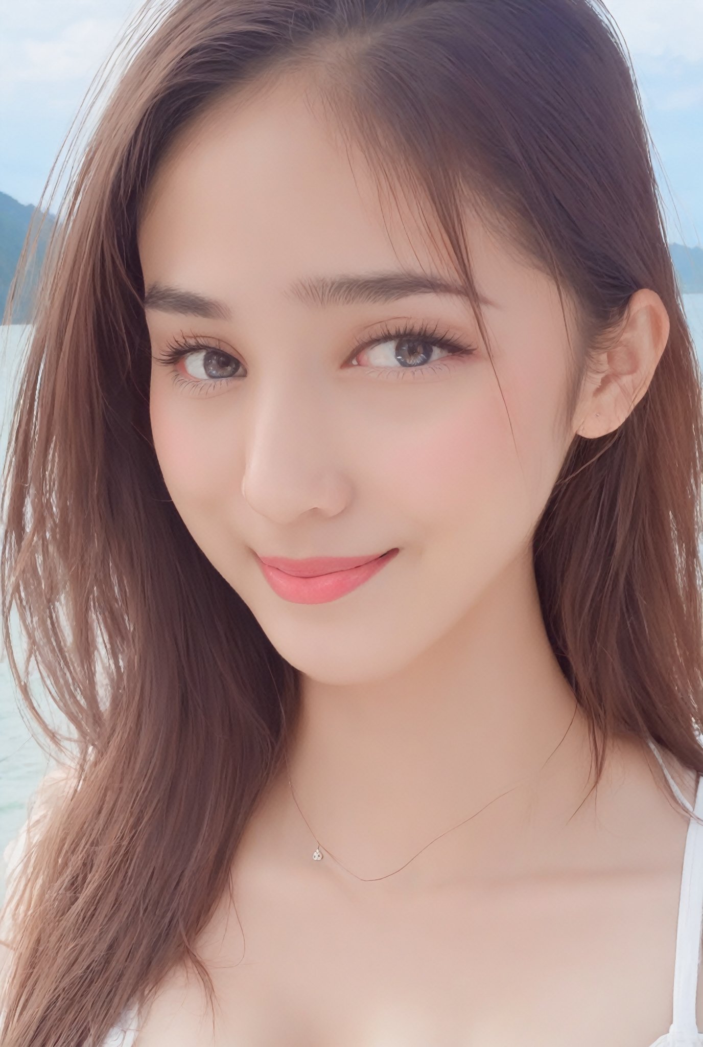 Portrait of beautiful girl,
(finely best quality illustration:1.2), (kawaii girl:1.0), (1girl:1.0),   (medium breasts:1.0), (smile:0.8), (ultra-detailed, highres:1.0),.masterpiece,best quality,incredibly  detail eyes,shore, 

high detail eyes ,High detailed ,Wenny,

,masterpiece,incredibly absurdres,high detail eyes,wenny, full body, view from far