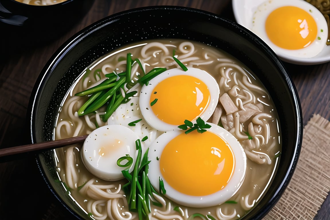 ultra detailed 8k cg, japanese ramen, chopsticks, egg, steam, boken
