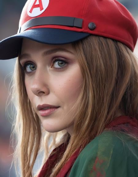 Portrait of (ohwx woman) <lora:olsen_lora_sdxl_v1-000009:1> as super Mario, red hat, fantasy, highly detailed, digital painting, artstation, concept art, sharp focus, illustration, art by Tony Sart and artgerm and randy vargas