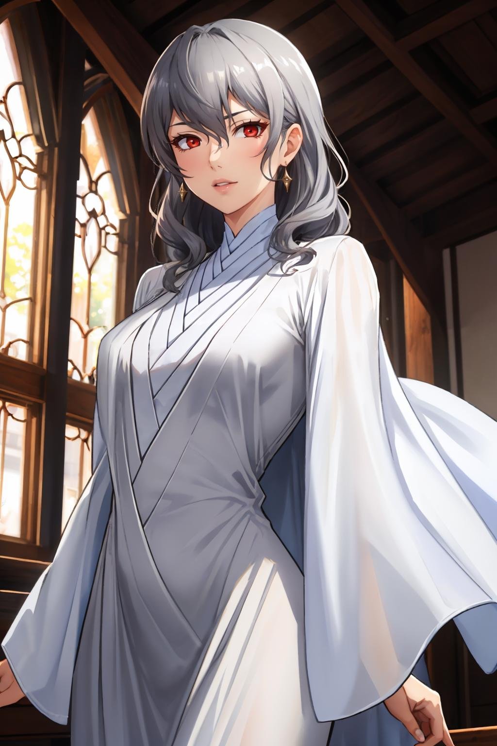 masterpiece, best quality,<lora:zs_Izanamip4:1> izanamidef, white robe, grey hair