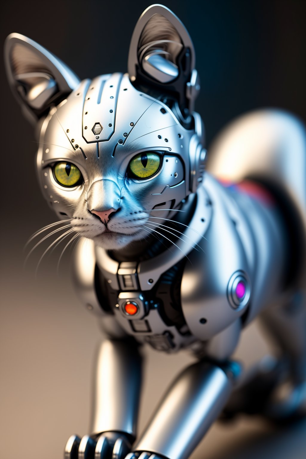 cyborg,  perfect exposure,  colorful,  masterpiece,  (cute:1.1) kitten animal mecha,  metal surface,  realistic,  raw photo,  very detailed,  detailed skin texture,<lora:EMS-105564-EMS:0.700000>