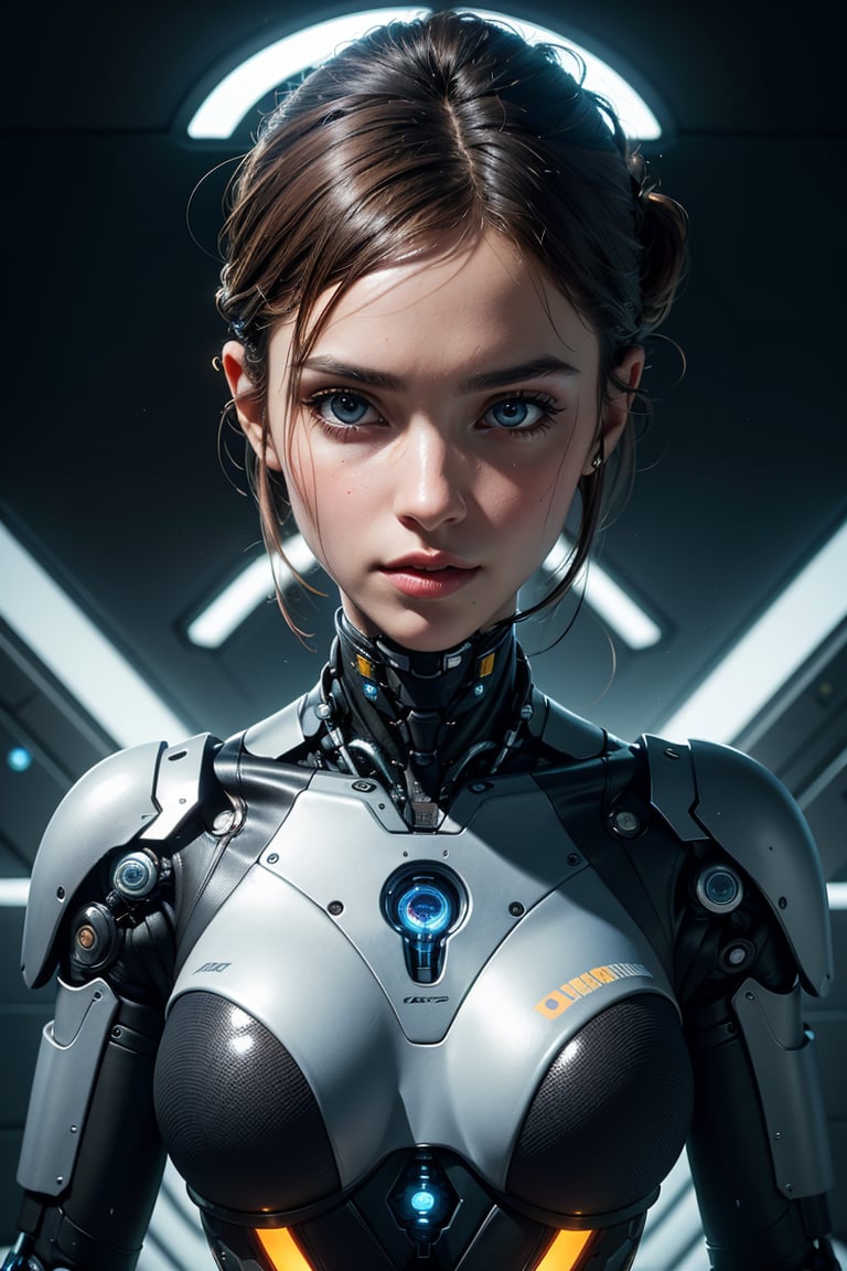 (highres, masterpiece:1.2), ultra-detailed, realistic, physically-based rendering, cyborg woman, electronic systems on-head humanoids, with a detailed brain that you can see, cranial mechanical parts representation, female face, beautiful detailed eyes, beautiful detailed lips, muscle wire, flesh-colored skin, metallic elements, digital interface, glowing circuitry, advanced sensors, high-tech prosthetics, seamless integration, artificial intelligence, technological enhancements, wearable technology, modern aesthetics, bionic enhancements, advanced biotechnology, sleek and futuristic design, blending of human and machine, symbolic representation of human evolution, harmonious coexistence of organic and synthetic components, vivid colors, dynamic lighting