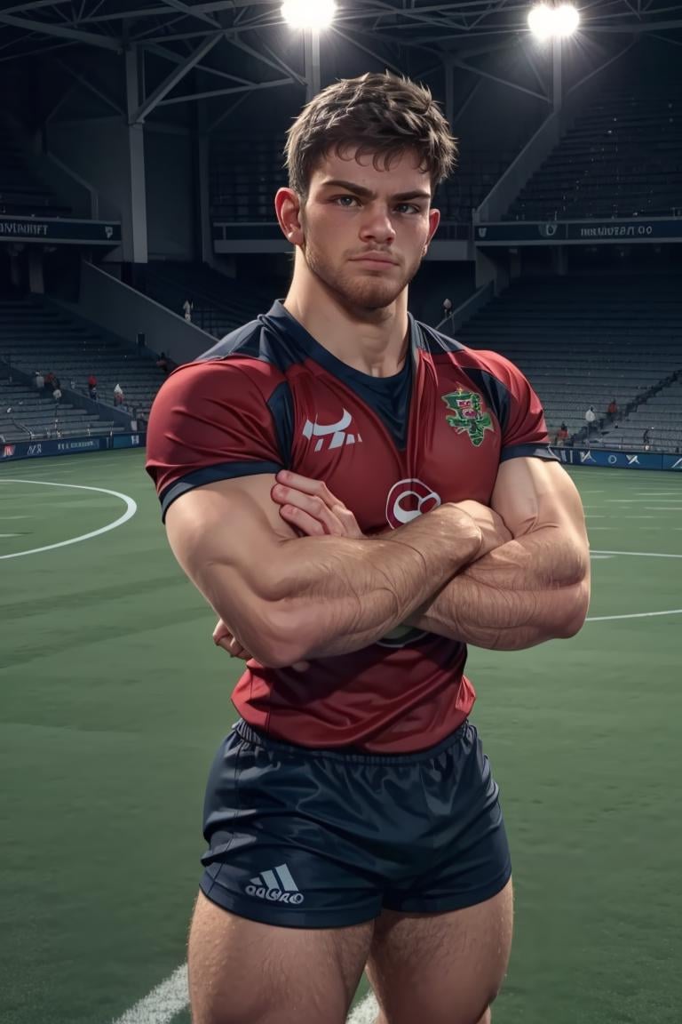 (masterpiece,  best quality:1.2),   ,  serious,  (depth of field:1.1),  muscular slim,  crossed arms,  photo of person,  man,  ((rugby jersey,  rugby shorts)),  flexing,  solo,  1boy,  view from above,  masterpiece,  highness,  perfect face,  perfect picture,  detailed eyes,  sharp focus,  arena,  gym,  mattrh, <lora:EMS-79870-EMS:1.000000>