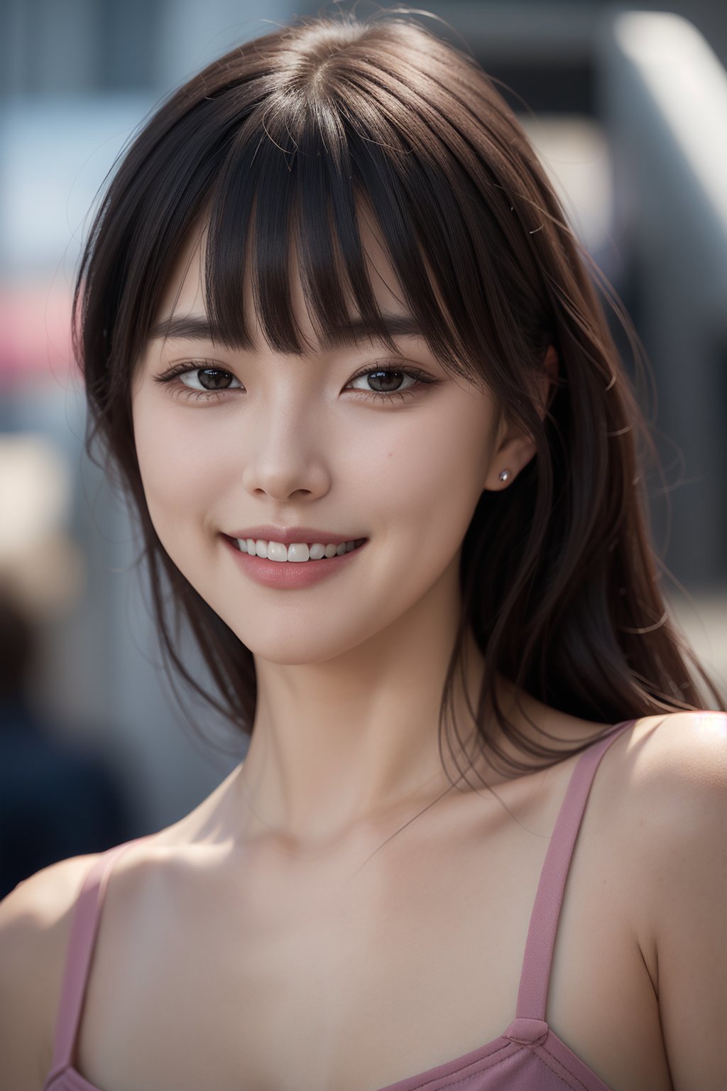 1girl, ,depth of field, model, idol, close-up, collarbone,smile,