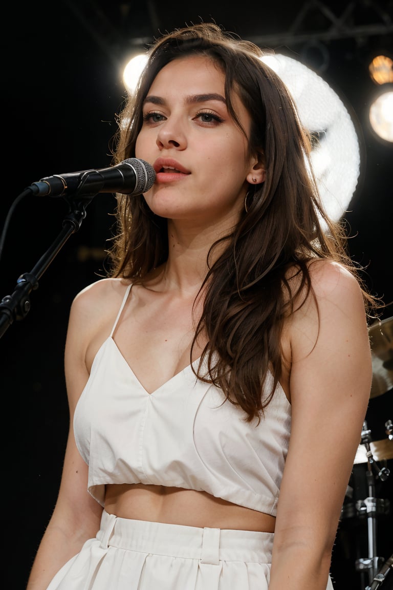 (best quality, ultra-detailed, realistic:1.37), professional, beautiful detailed eyes, beautiful detailed lips, detailed facial features, natural skin tones, perfect skin texture, delicate facial expressions, image in high resolution, (Janette), 18yo, (a talented Afrikaner musician), passionately plays her chosen instrument on a stage. Dressed in a stylish outfit that reflects her musical genre, she captivates the audience with her performance. The high-resolution image captures the beauty of Janette's eyes, lips, and facial features, highlighting her musical talent and dedication to her craft., realism