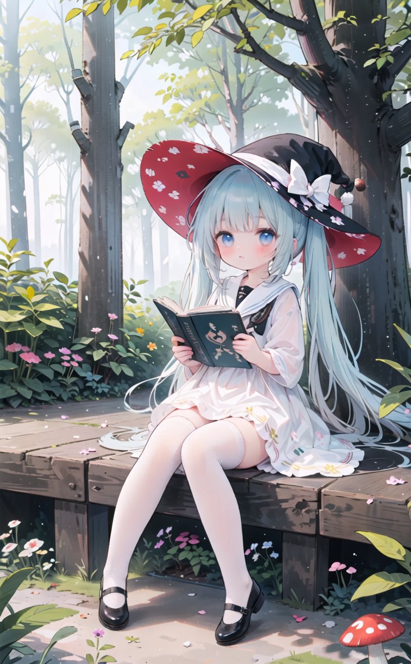 (very long hair,cowboy shot:1),(4349,4349,4349:1),1girl,witch hat,hat,book,outdoors,tree,sitting,blue eyes,bug,mushroom,shoes,long hair,flower,butterfly,solo,nature,forest,hat flower,white thighhighs,looking at viewer,dress,blush,open book,bangs,holding book,sailor collar,twintails,black headwear,1girl,witch hat,hat,book,outdoors,tree,sitting,blue eyes,bug,mushroom,shoes,long hair,flower,butterfly,solo,nature,forest,hat flower,white thighhighs,looking at viewer,dress,blush,open book,bangs,holding book,sailor collar,twintails,black headwear,1girl,witch hat,hat,book,outdoors,tree,sitting,blue eyes,bug,mushroom,shoes,long hair,flower,butterfly,solo,nature,forest,hat flower,white thighhighs,looking at viewer,dress,blush,open book,bangs,holding book,sailor collar,twintails,black headwear,