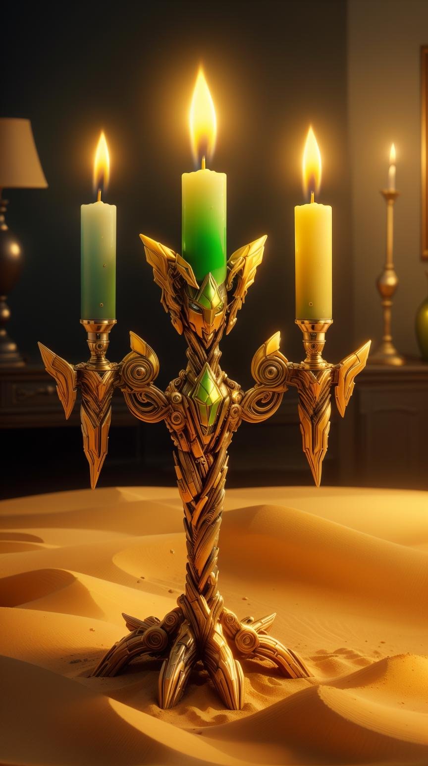 <lora:TransformersStyle:0.9> TransformersStyle Sand, Chartreuse, Candlestick