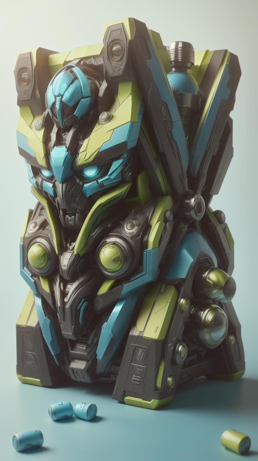 <lora:TransformersStyle:0.8> TransformersStyle Aqua_blue, Chartreuse, Tic Tac box
