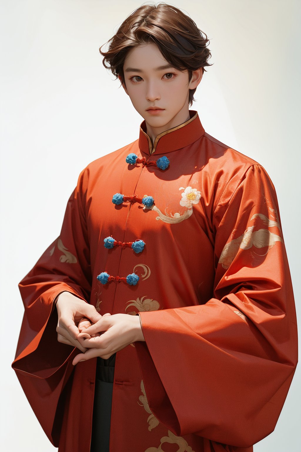  absurdres,incredibly,absurdres,reality,realistic,1boy,solo,full_shot,looking_at_hands,chinese clothes,Charming, chinese clothes