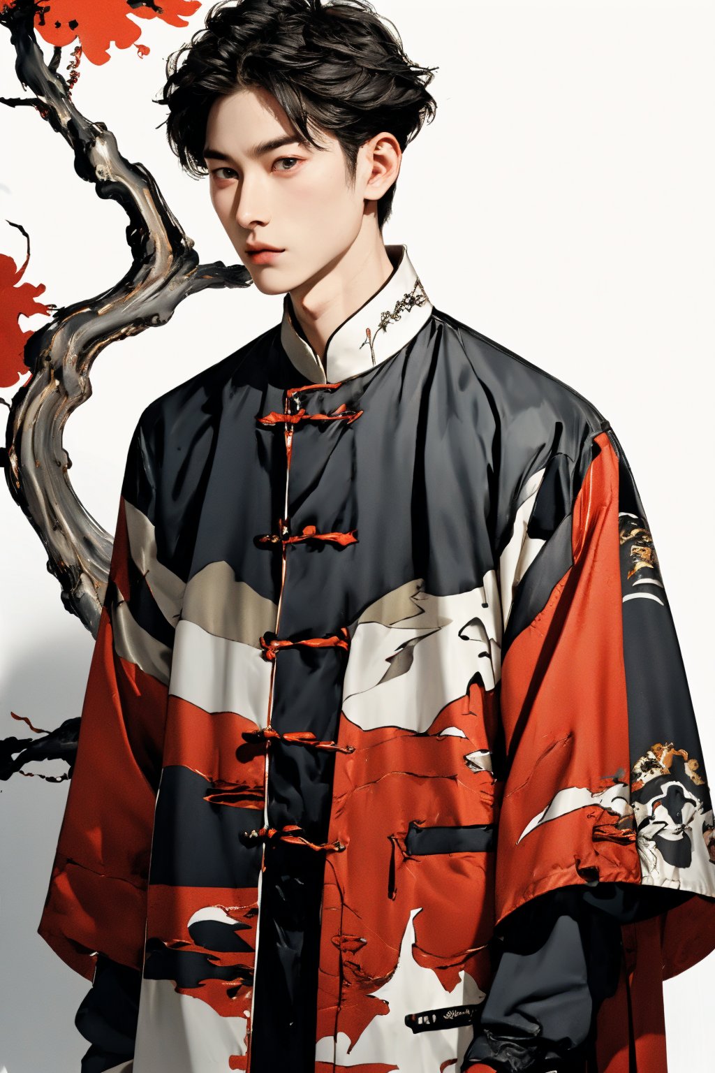  absurdres,incredibly,absurdres,reality,realistic,1boy,solo,full_shot,looking_at_hands,chinese clothes,Charming,chinese clothes