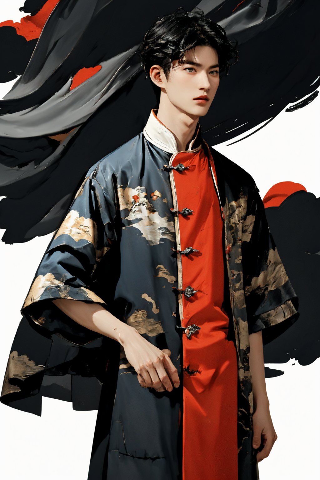  absurdres,incredibly,absurdres,reality,realistic,1boy,solo,full_shot,looking_at_hands,chinese clothes,Charming,chinese clothes