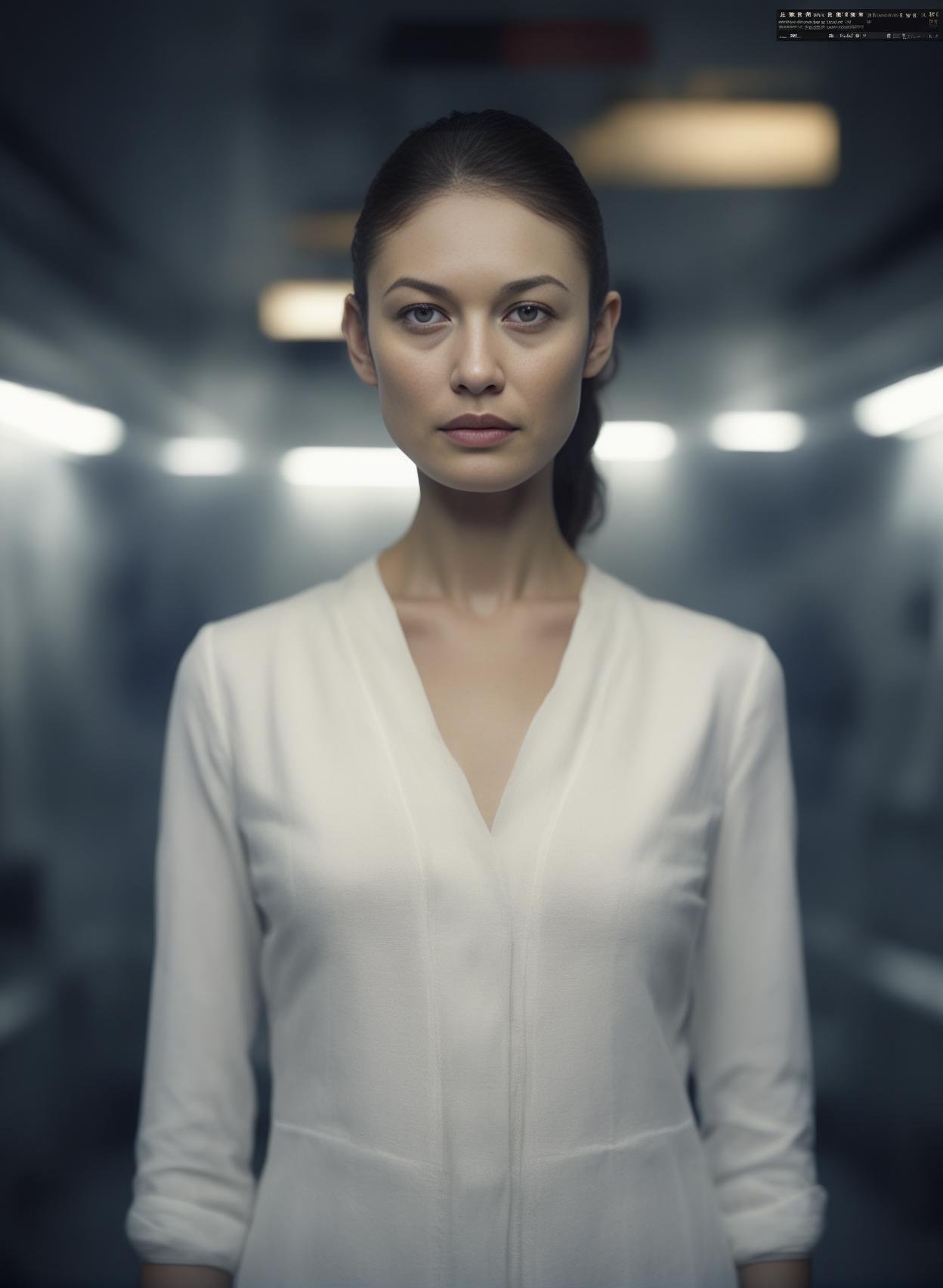 OlgaKostyantynivnaKurylenko,<lora:OlgaKostyantynivnaKurylenkoSDXL:1>female, realistic photo, bokeh lighting. Shigenori soejima_photo!! The girl who is a mix of katie holmes and Katsuhiro Otomo!!! in an empty dark deep space station room with many lighted windows at night; hard shadows all over the place!, cinematic shot by Annie Leibovitz dramatic movie still- h 640 w 1920"H 800 N 9R - i 8 " t 35 mm f/2 4 nd 6 sony alpha ek very detailed perfect symmetry face expressionism masterpiece fine facial features gaze extremely coherent symmetrical accurate skin hand resolution photorealistic eyes trending on Dev