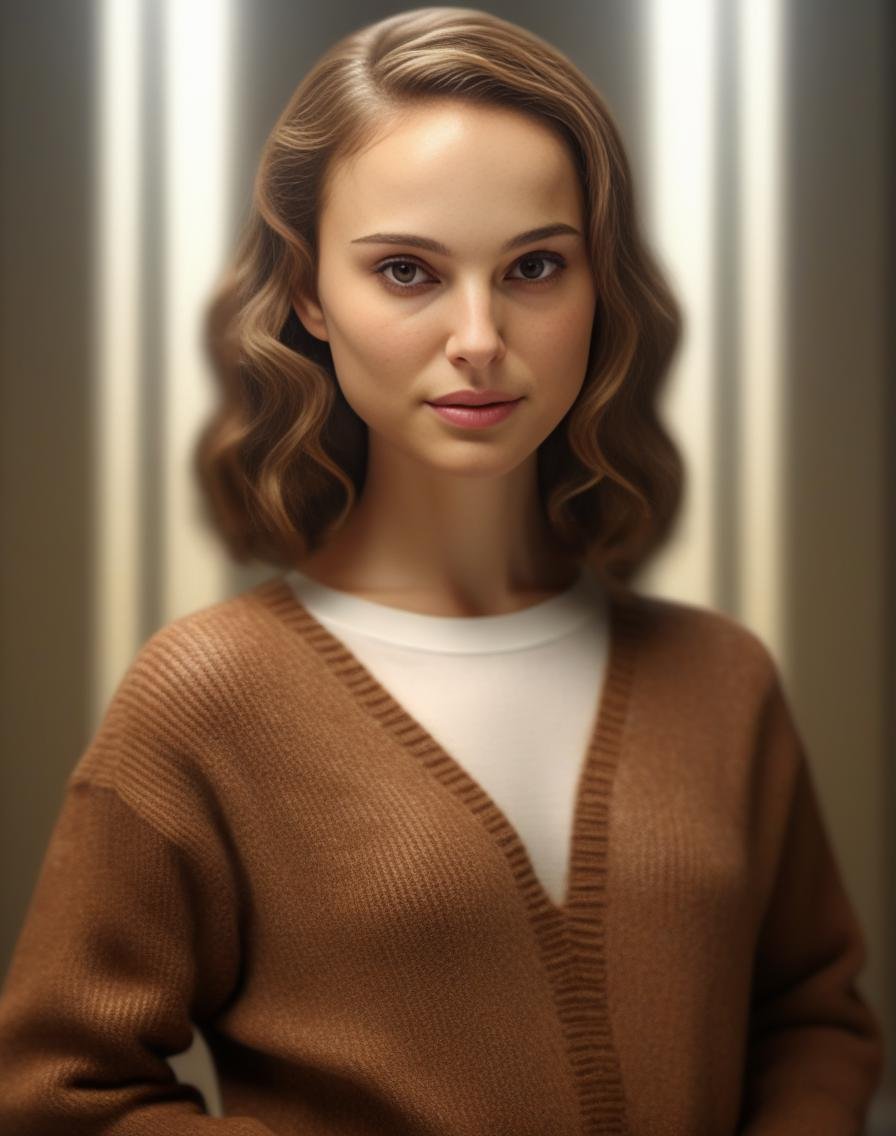 NataliePortman,<lora:NataliePortmanSDXL:1>,masterpiece,beautiful,extremely detailed,(ultra high res),(8k UHD best quality), (realistic, photo-realistic:1.37), depth_of,field, blurry_background, photo_inset,Dramatic lighting,reference_inset,photo_background,brown_eyes,photorealistic,looking_at_viewer,1girl,shiny skin,detailed skin,(((sweater)))