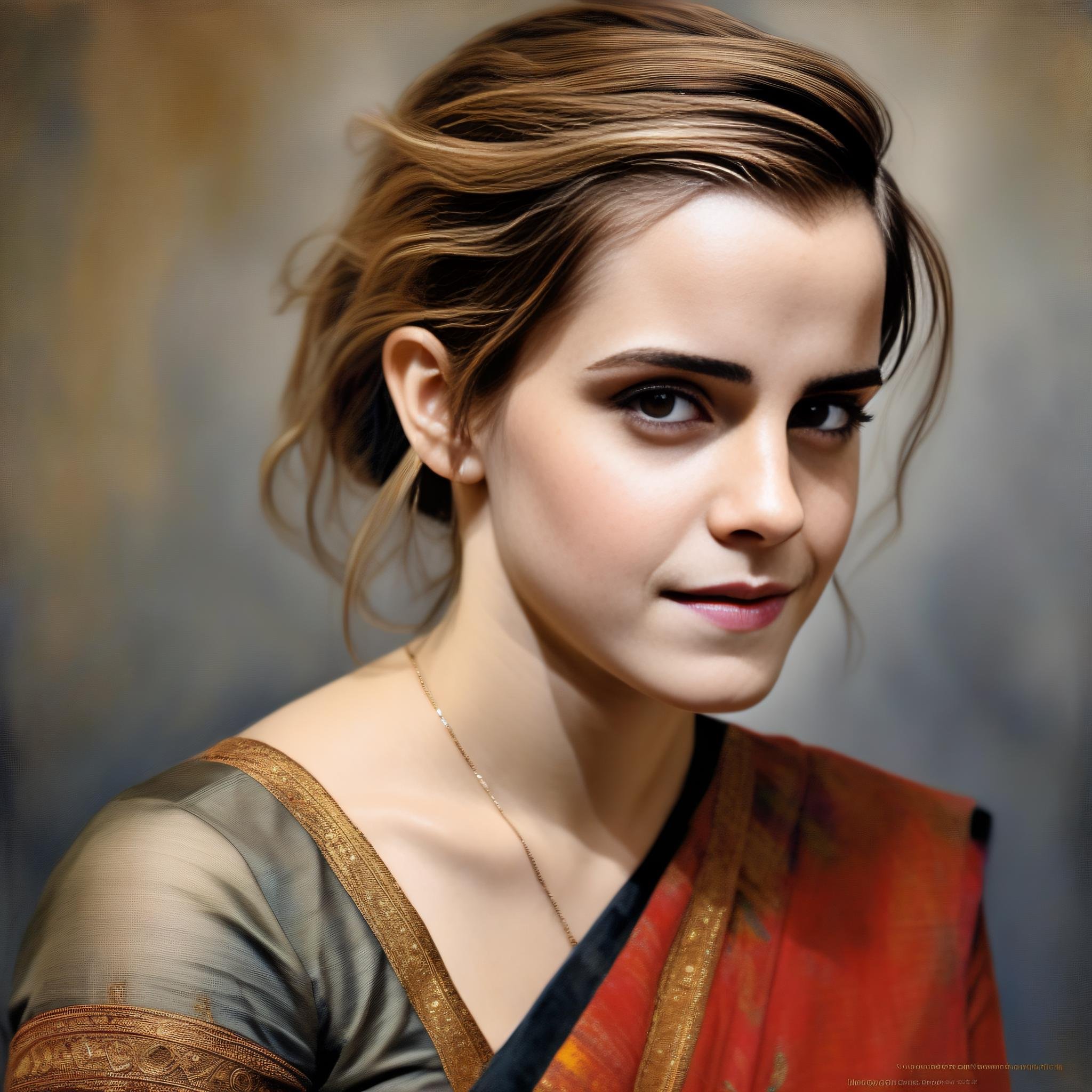 EmmaWatson,<lora:EmmaWatsonSDXL:1>wearing saree, hdr, intricate, masterpiece,art by Alan Bean,art by Hendrik Weissenbruch, photograph