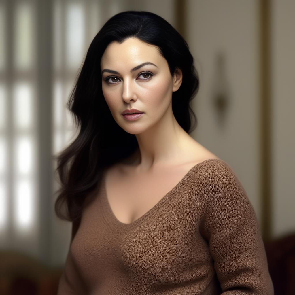 MonicaBellucci,<lora:MonicaBellucci,SDXL:1>  ,masterpiece,beautiful,extremely detailed,(ultra high res),(8k UHD best quality), (realistic, photo-realistic:1.37), depth_of,field, blurry_background, photo_inset,Dramatic lighting,reference_inset,photo_background,brown_eyes,photorealistic,looking_at_viewer,1girl,shiny skin,detailed skin,(((sweater)))