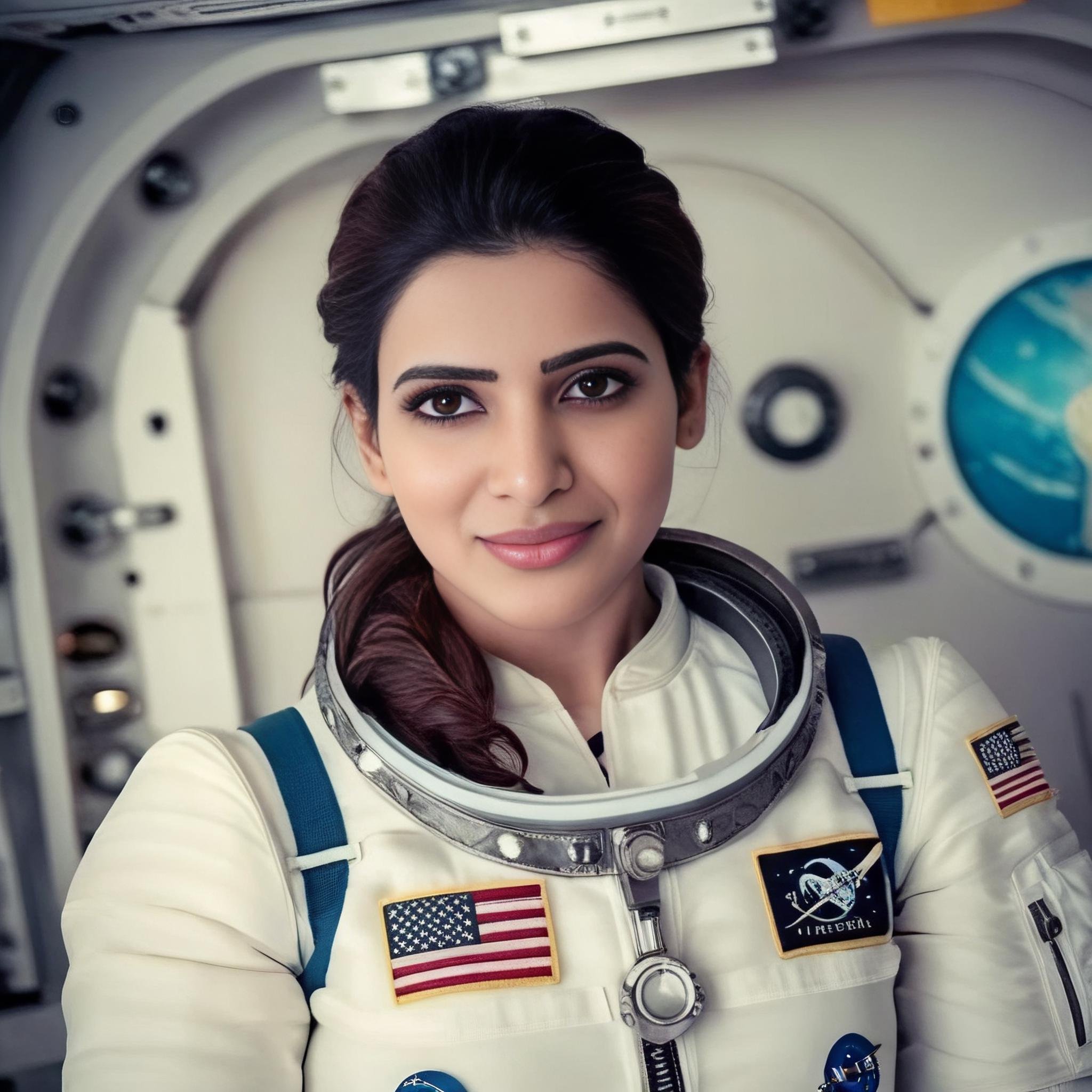 (SamanthaRuthPrabhu)<lora:SamanthaRuthPrabhuSDXL:1>  photo of SamanthaRuthPrabhu  as an astronaut